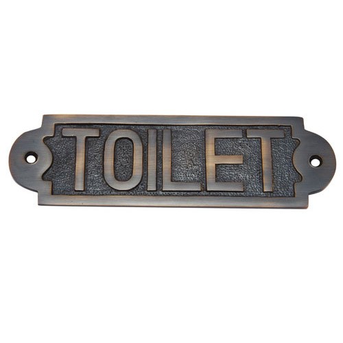 Large Toilet Brass Door Sign 